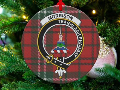 Physical Item 3.6" Morrison Teaghlach Phabbay Clan Tartan Ornaments