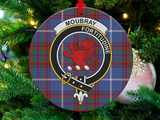 Physical Item 3.6" Moubray Fortitudine Clan Crest Tartan Christmas Ornaments