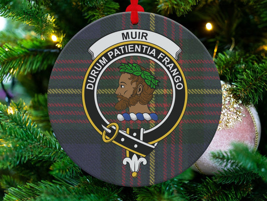 Physical Item 3.6" Muir Scottish Clan Crest Tartan Christmas Ornaments