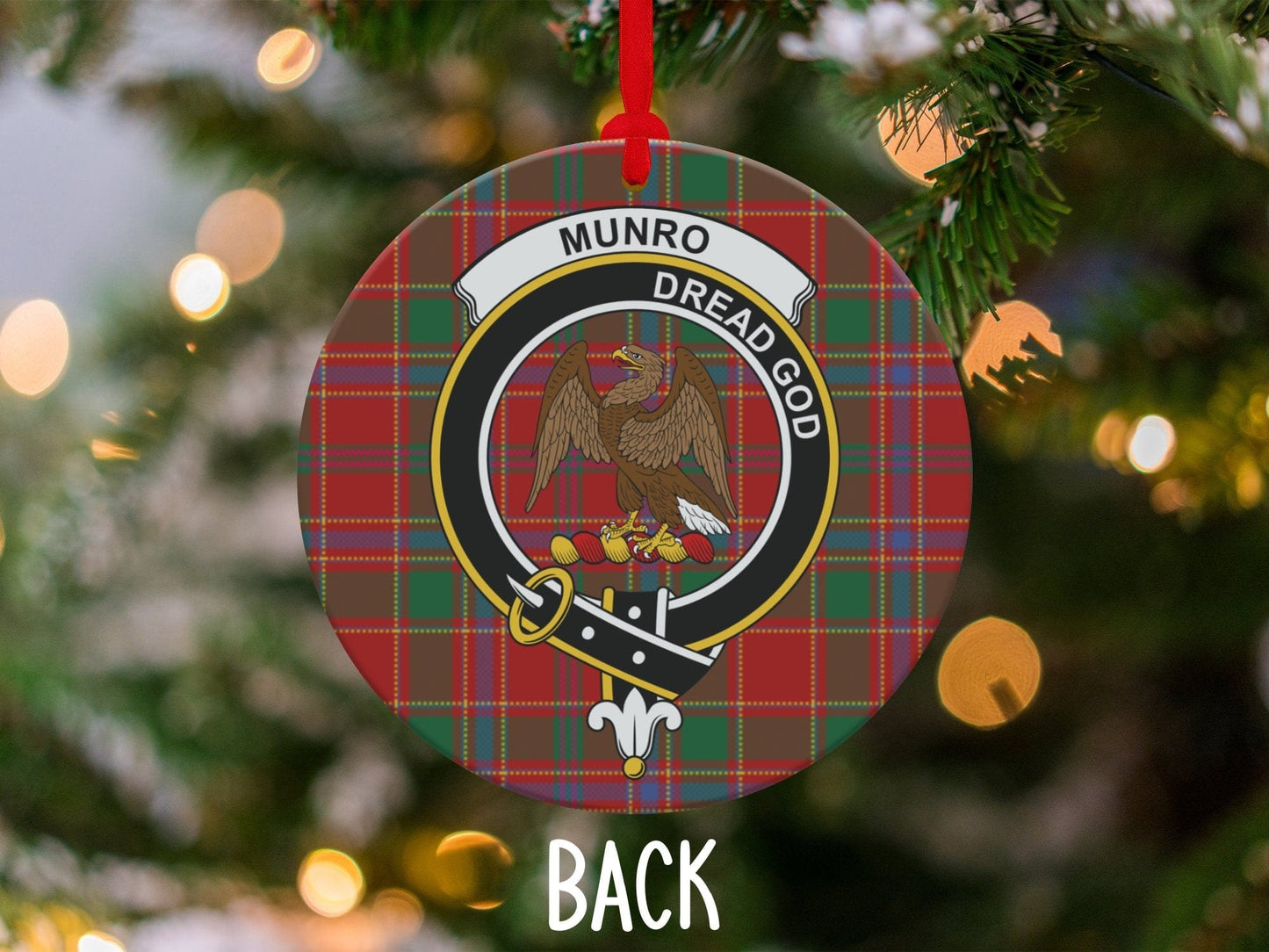 Physical Item 3.6" Munro Scottish Clan Crest Tartan Christmas Ornaments