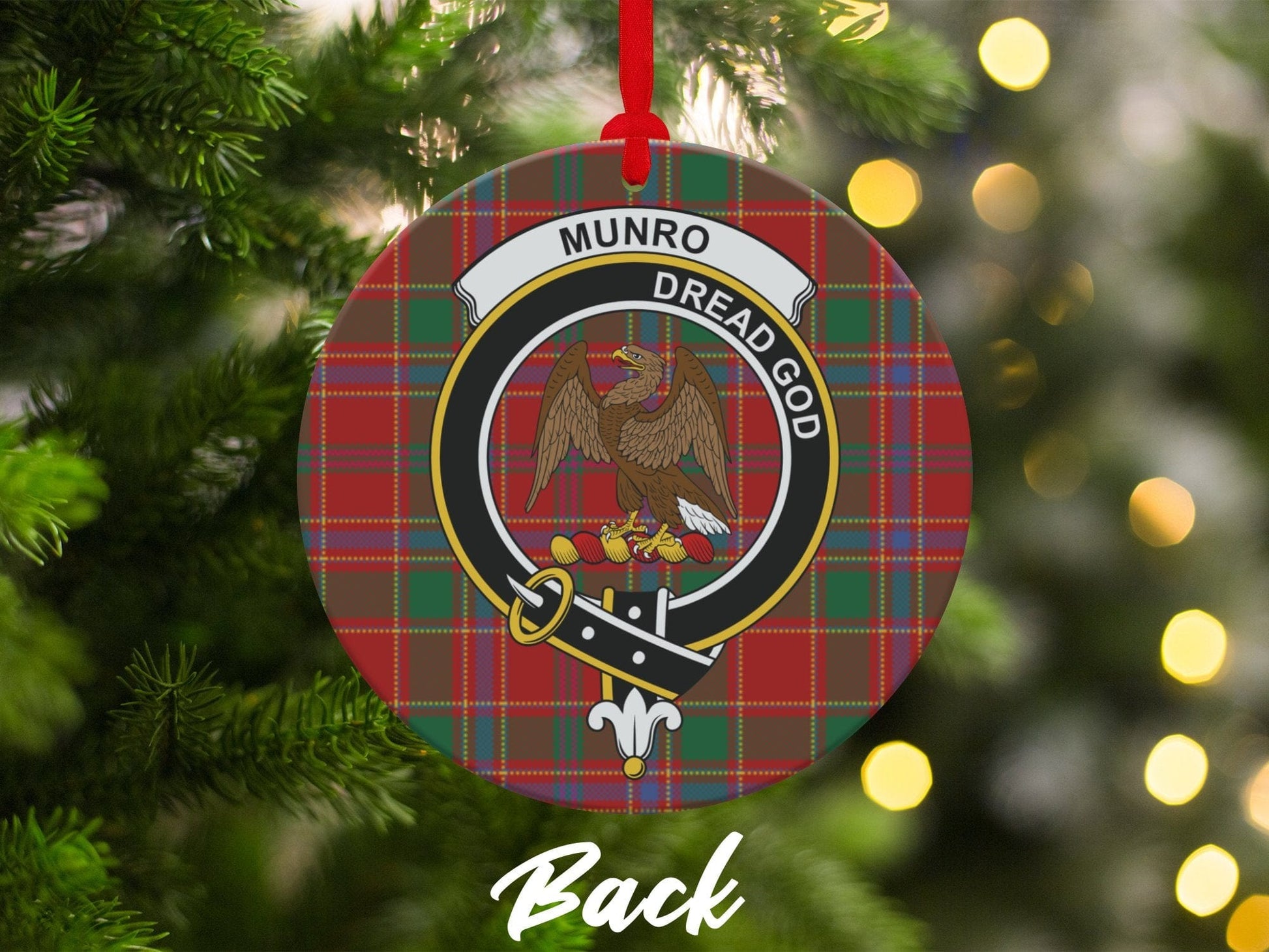 Physical Item 3.6" Munro Scottish Clan Crest Tartan Christmas Ornaments