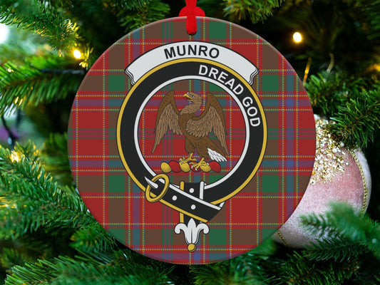 Physical Item 3.6" Munro Scottish Clan Crest Tartan Christmas Ornaments