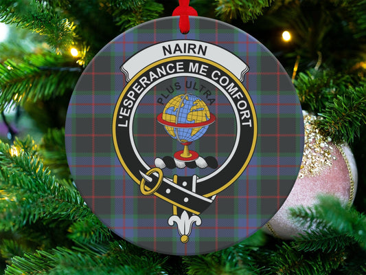 Physical Item 3.6" Nairn Clan Crest Tartan Double Sided Print Ornaments