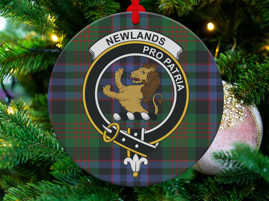 Physical Item 3.6" Newlands Clan Crest Tartan Christmas Ornaments