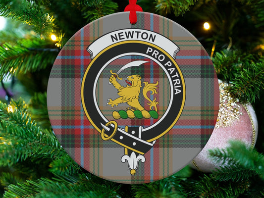 Physical Item 3.6" Newton Scottish Clan Crest Tartan Christmas Ornaments