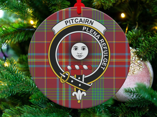 Physical Item 3.6" Pitcairn Crest Tartan Scottish Clan Christmas Ornaments