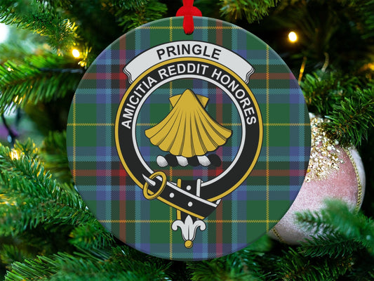 Physical Item 3.6" Pringle Clan Crest Tartan Christmas Ornaments