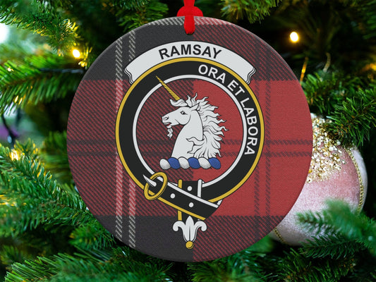 Physical Item 3.6" Ramsay Clan Crest Tartan Christmas Tree Ornaments