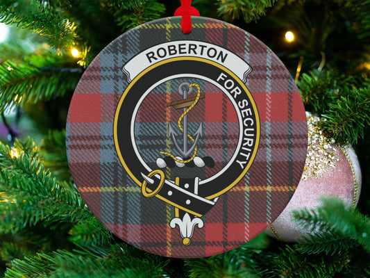 Physical Item 3.6" Roberton Scottish Clan Crest Tartan Christmas Ornaments