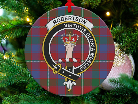 Physical Item 3.6" Robertson Clan Crest Tartan Christmas Tree Ornaments