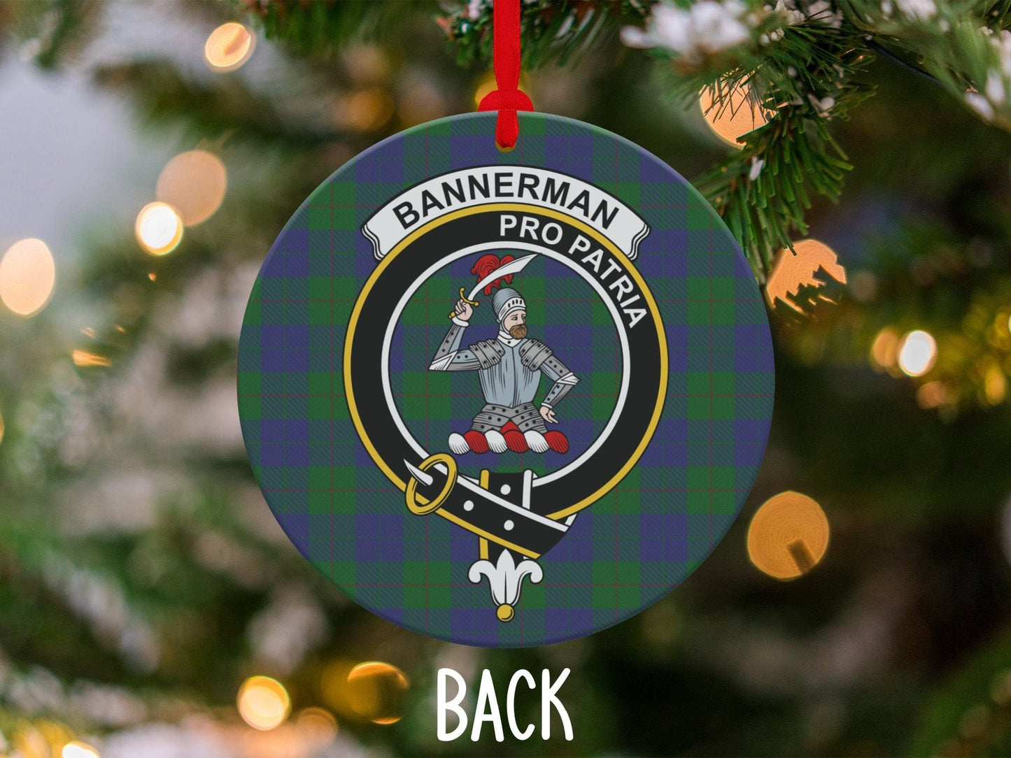 Physical Item 3.6" Scottish Bannerman Clan Crest Tartan Christmas Ornaments