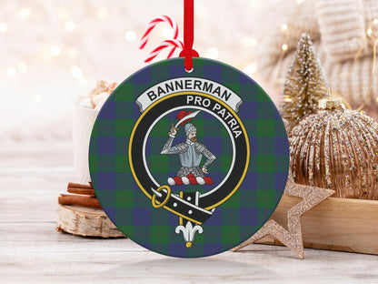 Physical Item 3.6" Scottish Bannerman Clan Crest Tartan Christmas Ornaments