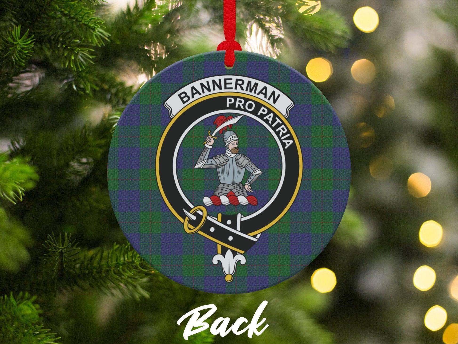 Physical Item 3.6" Scottish Bannerman Clan Crest Tartan Christmas Ornaments