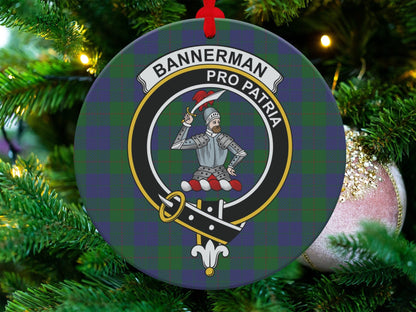 Physical Item 3.6" Scottish Bannerman Clan Crest Tartan Christmas Ornaments