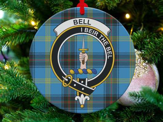 Physical Item 3.6" Scottish Bell I Beir The Bel Clan Crest Tartan Ornaments