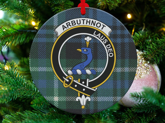 Physical Item 3.6" Scottish Clan Arbuthnot Crest Tartan Christmas Ornaments