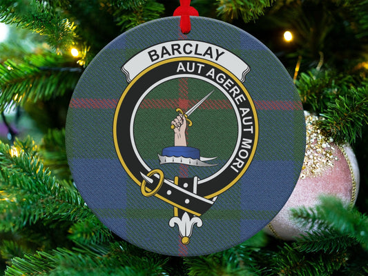 Physical Item 3.6" Scottish Clan Barclay Christmas Crest Tartan Ornaments