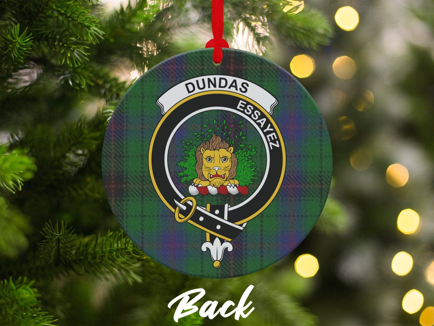 Physical Item 3.6" Scottish Clan Dundas Christmas Tartan Crest Ornaments