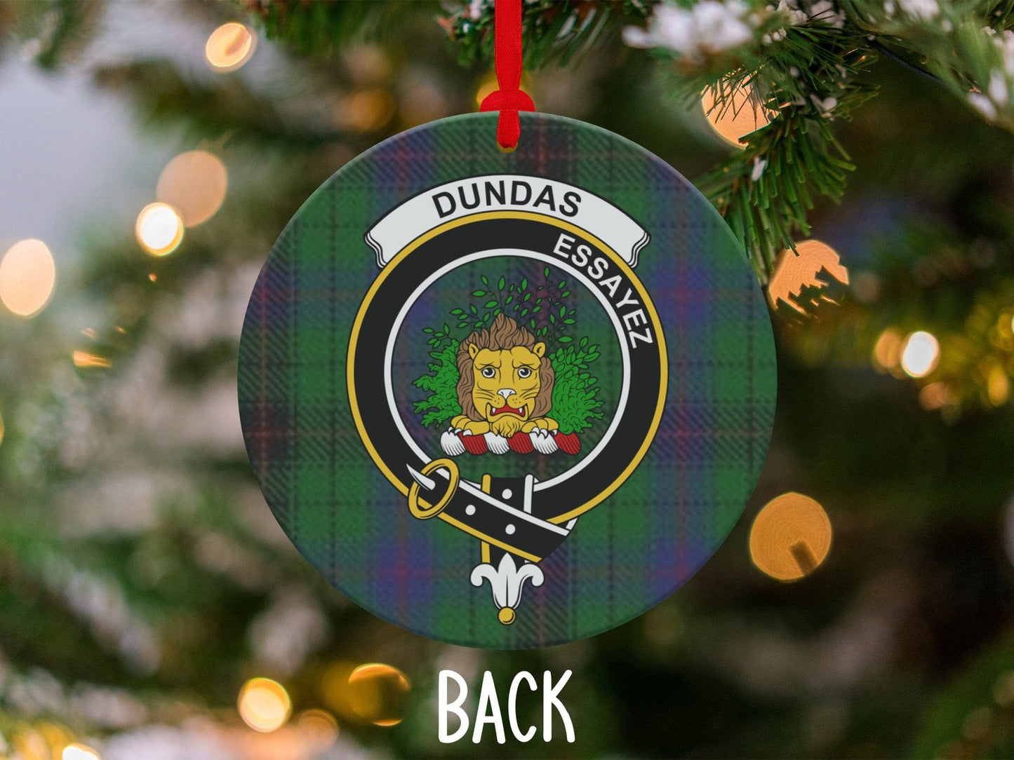 Physical Item 3.6" Scottish Clan Dundas Christmas Tartan Crest Ornaments