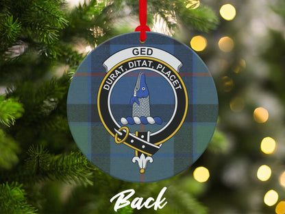 Physical Item 3.6" Scottish Clan Ged Crest Tartan Double Sided Print Ornaments