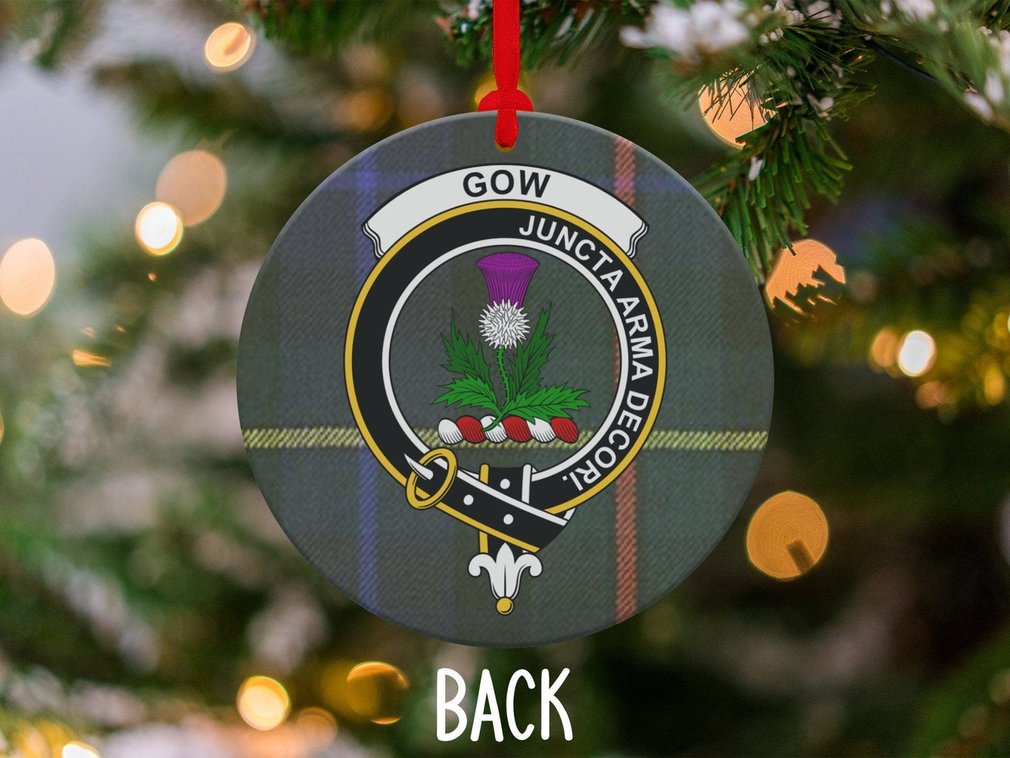 Physical Item 3.6" Scottish Clan Gow Christmas Tartan Crest Ornaments