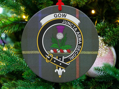 Physical Item 3.6" Scottish Clan Gow Christmas Tartan Crest Ornaments