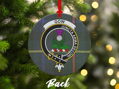 Physical Item 3.6" Scottish Clan Gow Christmas Tartan Crest Ornaments