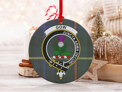 Physical Item 3.6" Scottish Clan Gow Christmas Tartan Crest Ornaments