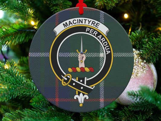 Physical Item 3.6" Scottish Clan MacIntyre Double Sided Tartan Ornaments