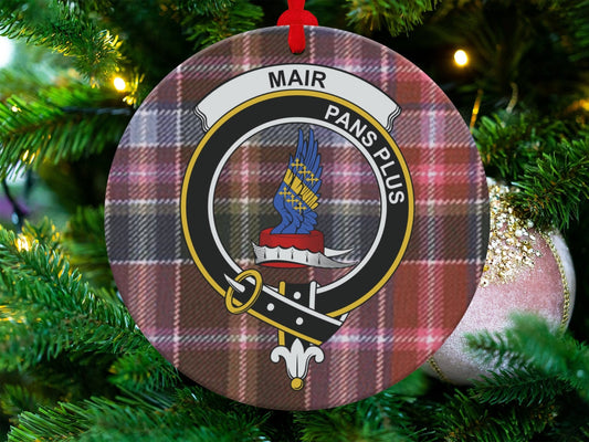 Physical Item 3.6" Scottish Clan Mair Crest Tartan Christmas Ornaments