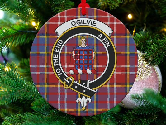 Physical Item 3.6" Scottish Clan Ogilvie Tartan Christmas Ornaments