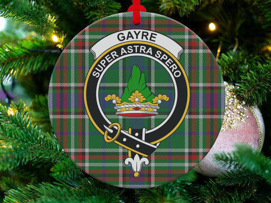 Physical Item 3.6" Scottish Gayre Clan Crest Tartan Christmas Ornaments