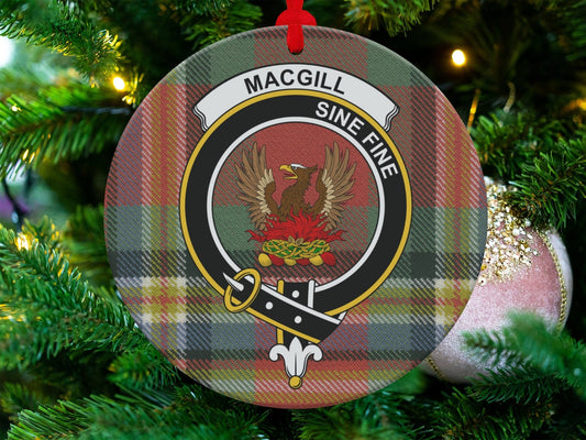 Physical Item 3.6" Scottish MacGill Clan Crest Tartan Christmas Ornaments