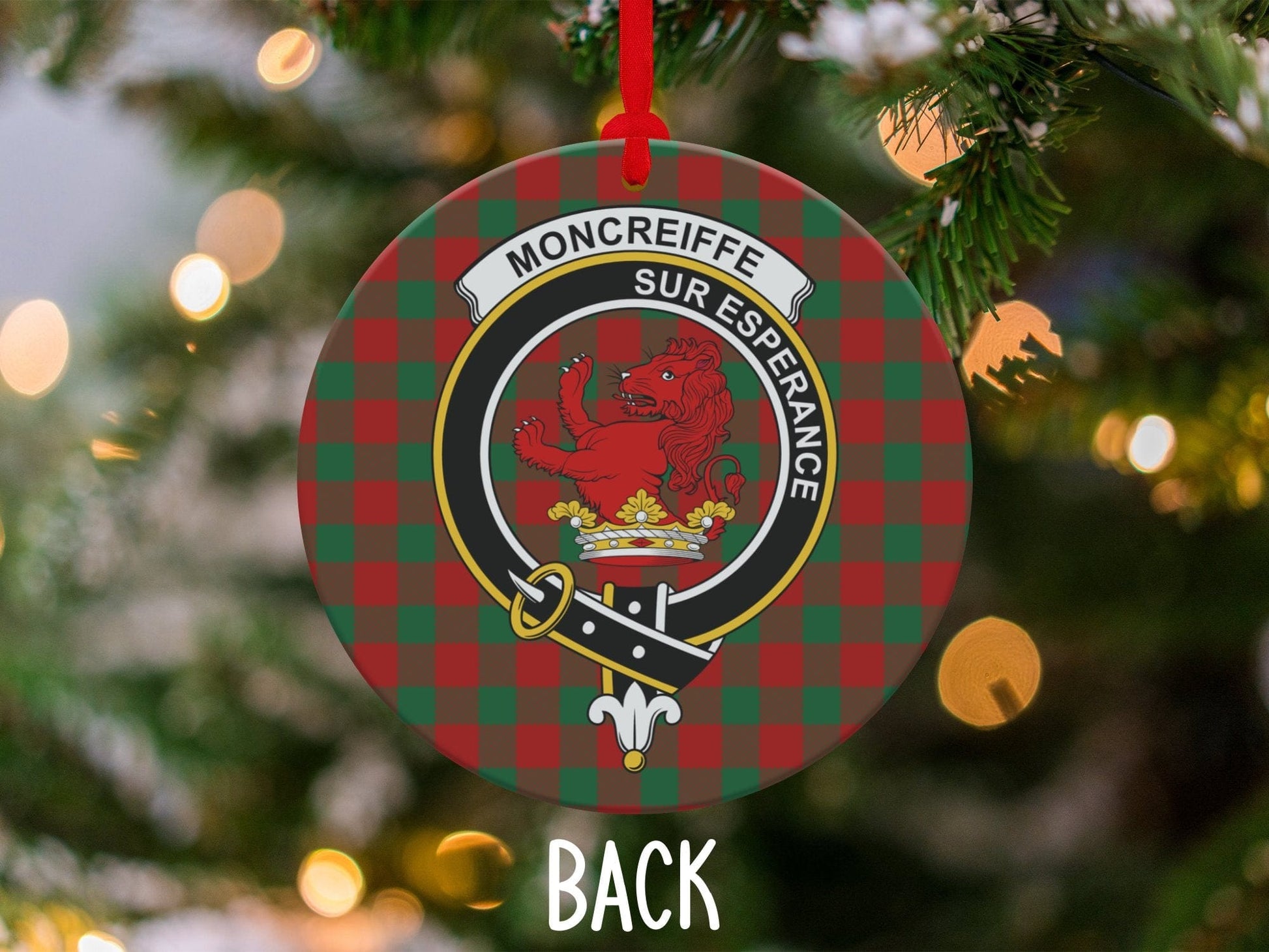 Physical Item 3.6" Scottish Moncreiffe Clan Crest Tartan Christmas Ornaments