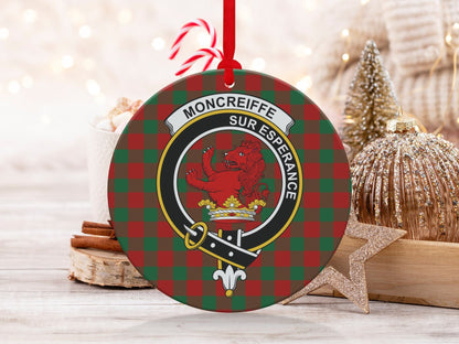 Physical Item 3.6" Scottish Moncreiffe Clan Crest Tartan Christmas Ornaments