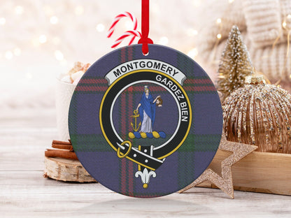 Physical Item 3.6" Scottish Montgomery Clan Crest Tartan Christmas Ornaments