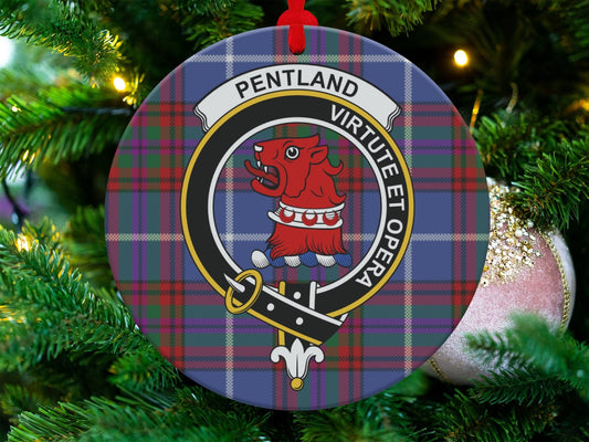 Physical Item 3.6" Scottish Pentland Clan Crest Tartan Christmas Ornaments