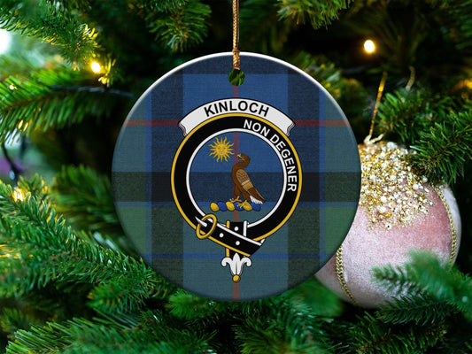 Physical Item 3" / White Kinloch Scottish Clan Crest Tartan Christmas Ornaments