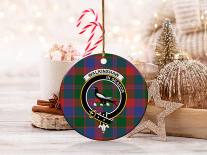 Physical Item 3" / White Walkinshaw Scottish Clan Crest Christmas Ornaments