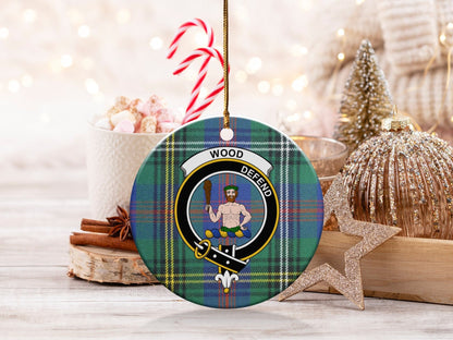 Physical Item 3" / White Wood Scottish Clan Crest Christmas Ceramic Ornaments