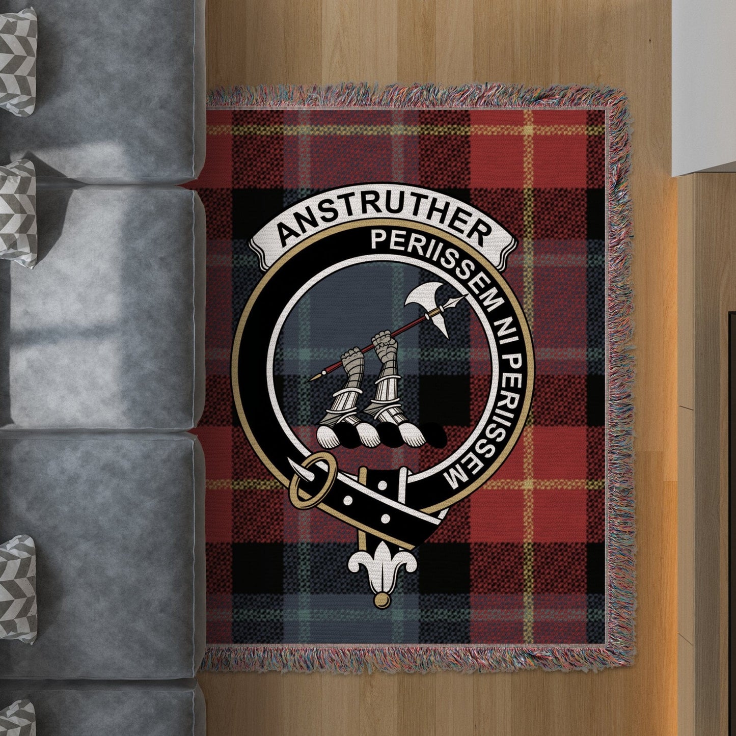 Physical Item 50" x 60" Anstruther Clan Scottish Tartan woven blanket