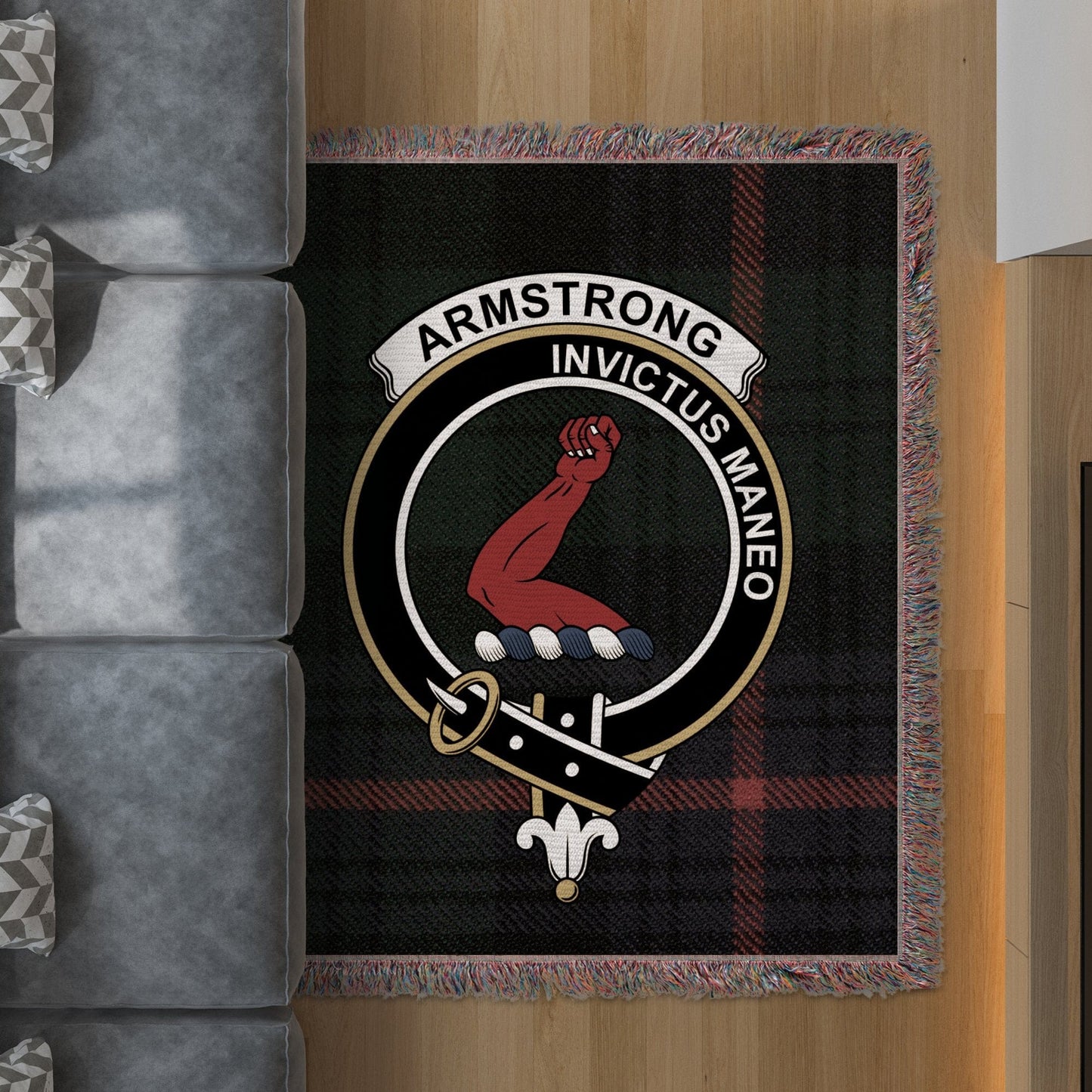 Physical Item 50" x 60" Armstrong Clan Scottish Tartan Background Woven Blanket