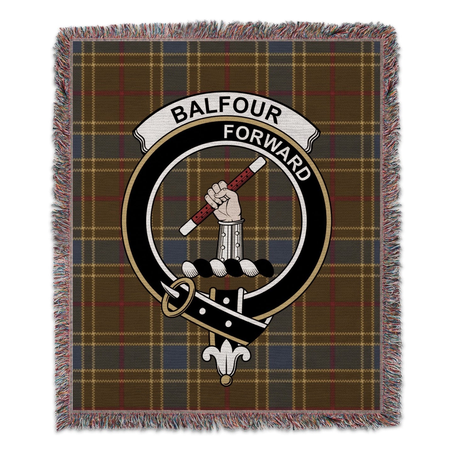 Physical Item 50" x 60" Balfour Clan Scottish Tartan Background Woven Blanket