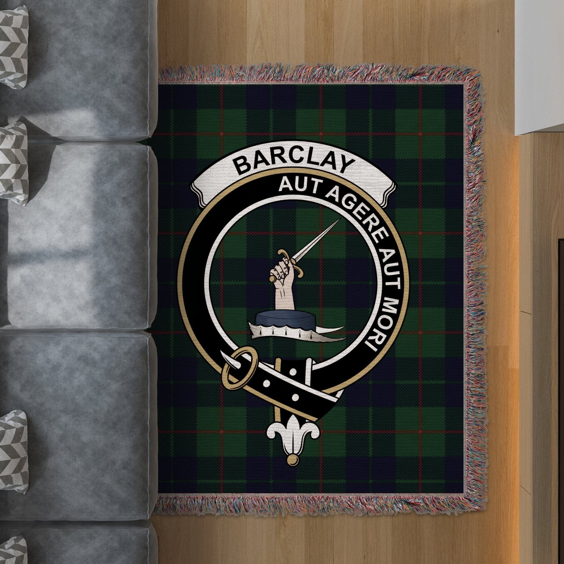 Physical Item 50" x 60" Barclay Clan Scottish Tartan woven blanket