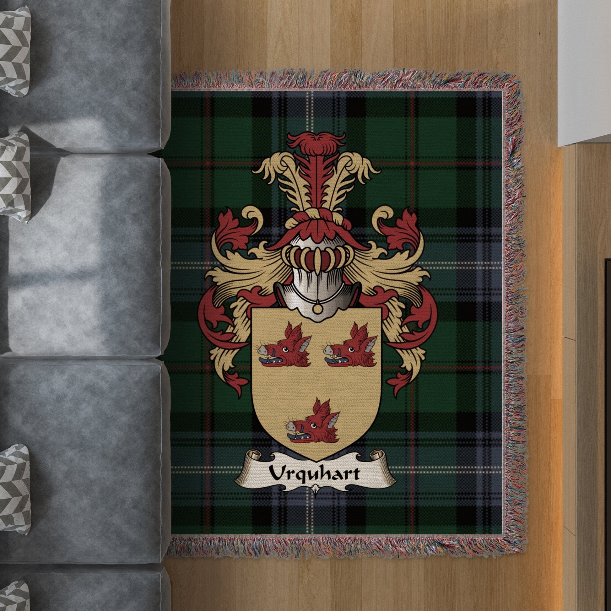 Physical Item 50" x 60" Choose Any Scottish Clan Coat Of Arms Woven Blanket