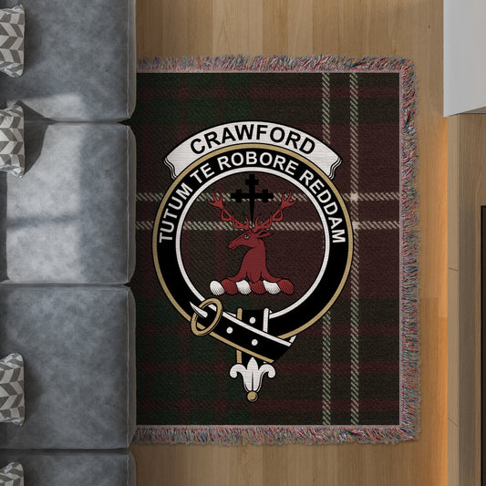 Physical Item 50" x 60" Crawford Clan Scottish Tartan Background Woven Blanket