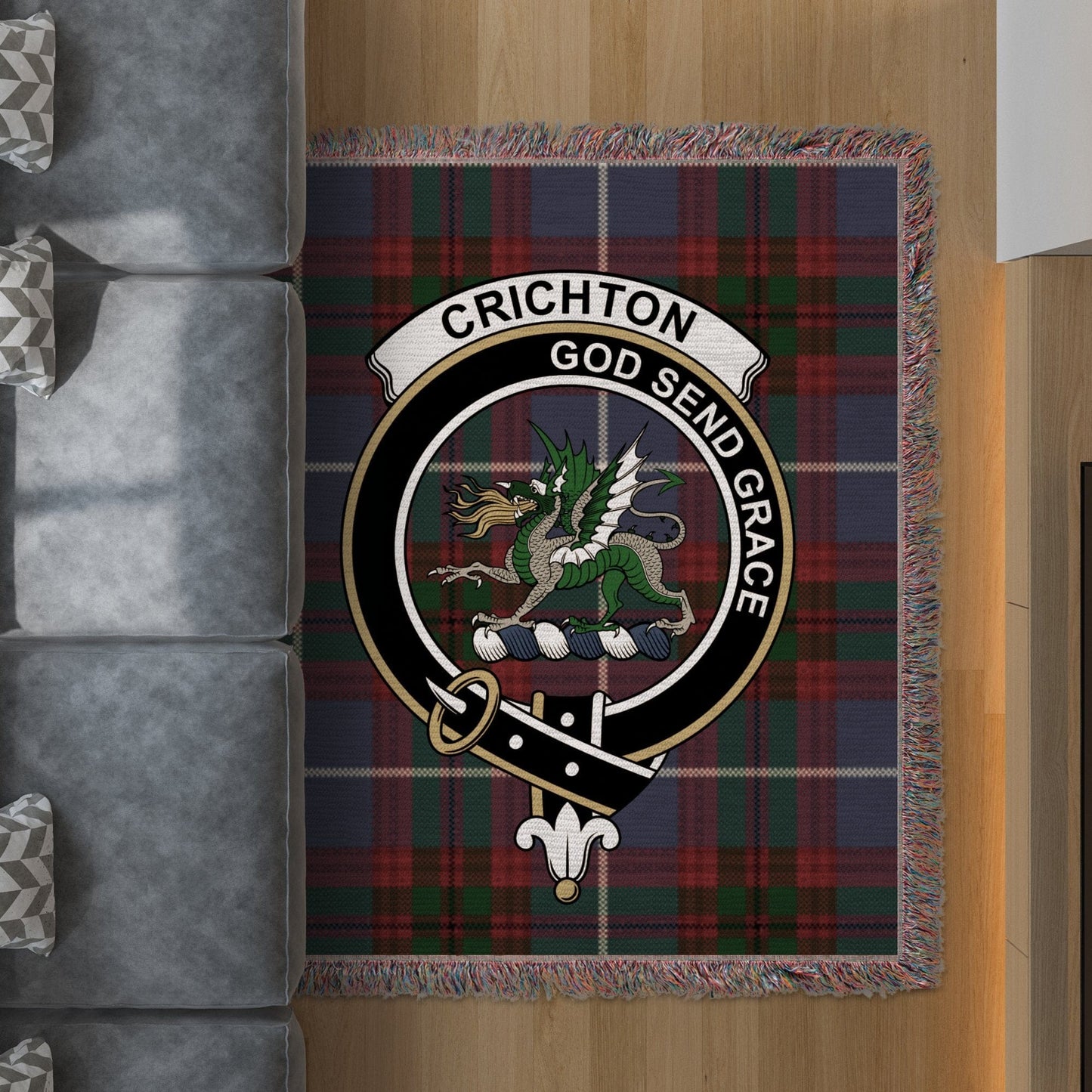 Physical Item 50" x 60" Crichton Clan Scottish Tartan Woven Blanket