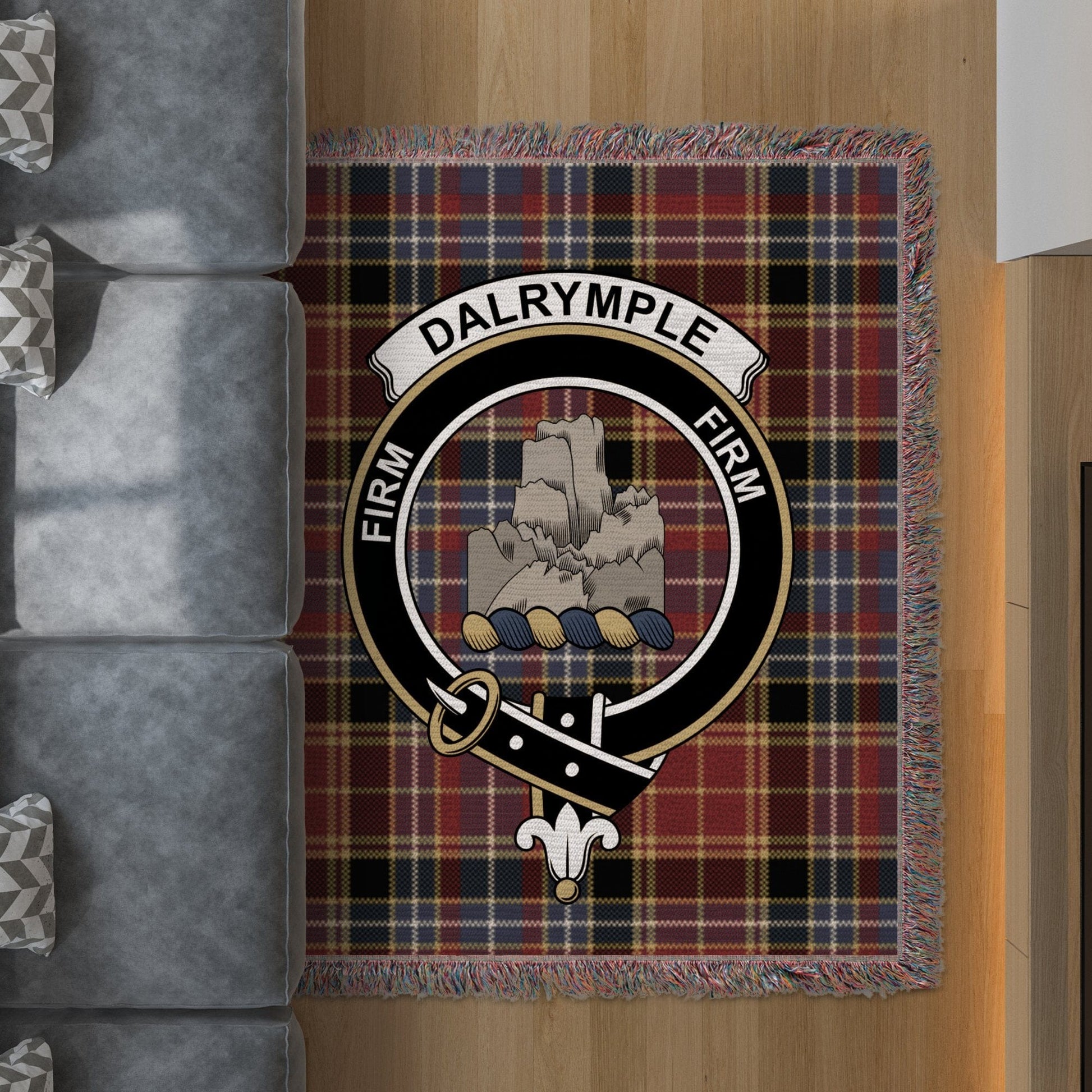 Physical Item 50" x 60" Dalrymple Clan Scottish Tartan Woven Blanket