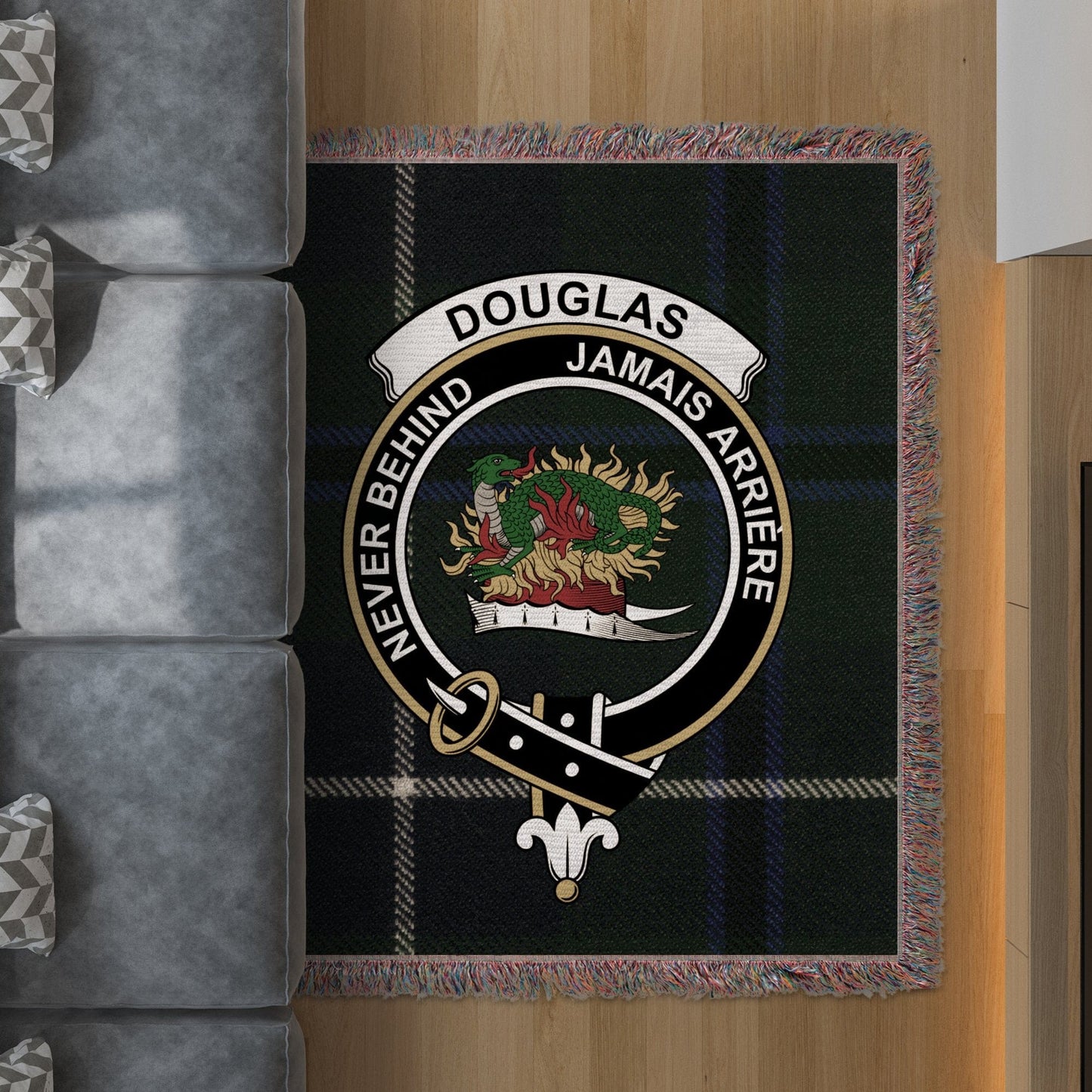 Physical Item 50" x 60" Douglas Clan Scottish Tartan Woven Blanket