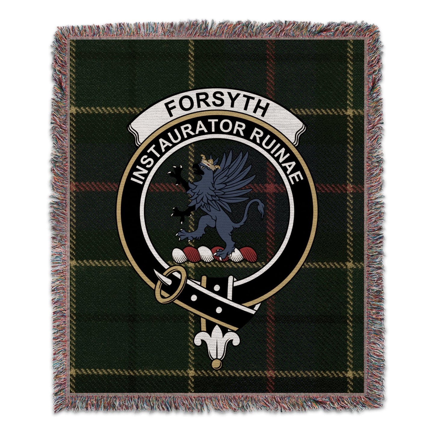 Physical Item 50" x 60" Forsyth Clan Scottish Tartan Woven Blanket